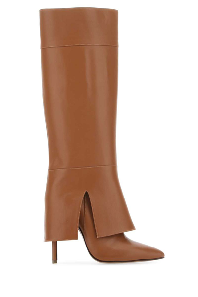 Andrea Wazen Leather 100mm Knee-length Boots In Brown