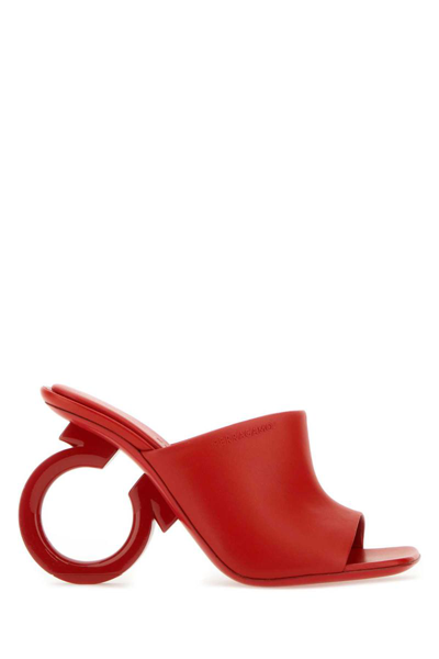 Ferragamo 70mm Open-toe Sculpted-heel Mules In Red
