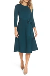 Eliza J Fit & Flare Sweater Dress In Spruce