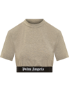 Palm Angels Cropped Gold-colored T-shirt In Gold Black