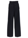 Lanvin Blue Loose Leg Front Pleat Pants In Black
