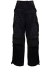 DARKPARK VIVI BLACK OVERSIZED CARGO JEANS WITH PATCH POCKETS IN COTTON DENIM WOMAN