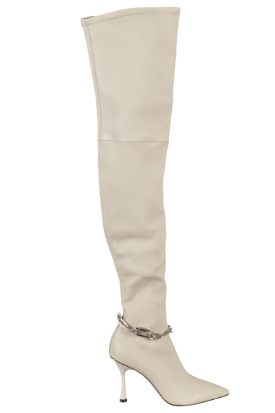 Studio Amelia Razor 90mm Thigh Boots In Stn Crema