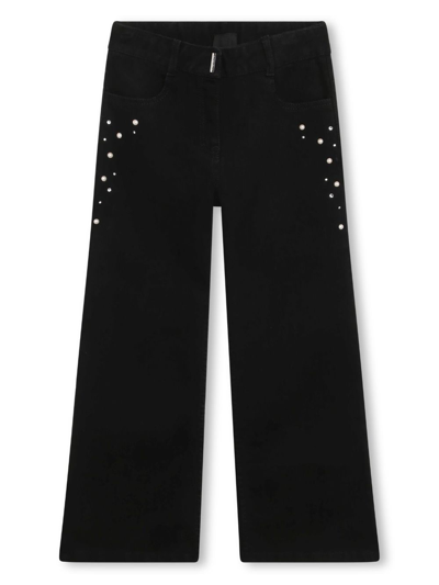Givenchy Kids' Embellished Wide-leg Jeans (4-12+ Years) In Black