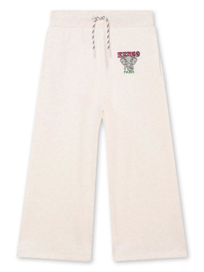 Kenzo Kids' Logo-embroidered Drawstring Trousers In Ivory