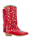 Stella Mccartney Printed Fringed Cowboy Boots In Red