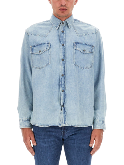 Hugo Boss Blue Relaxed-fit Denim Shirt In Dark Blue 405