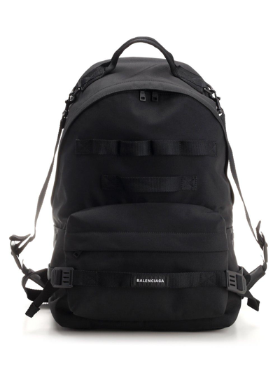 Balenciaga Explorer Logo Patched Backpack In Nero