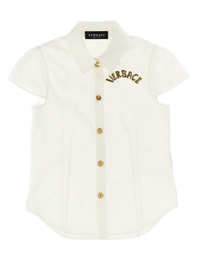 Versace Kids' Medusa Cotton Poplin Shirt In White