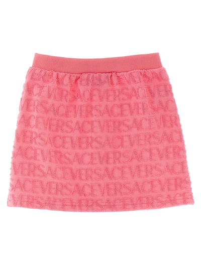 Versace Kids' Lettering Logo Skirt In Pink