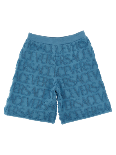 Versace Kids' Bermuda  Allover Capsule La Vacanza In Light Blue