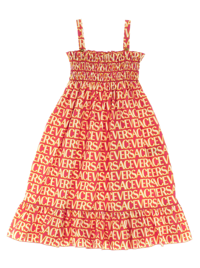 Versace Kids' Printed Cotton Poplin Dress In Multicoloured