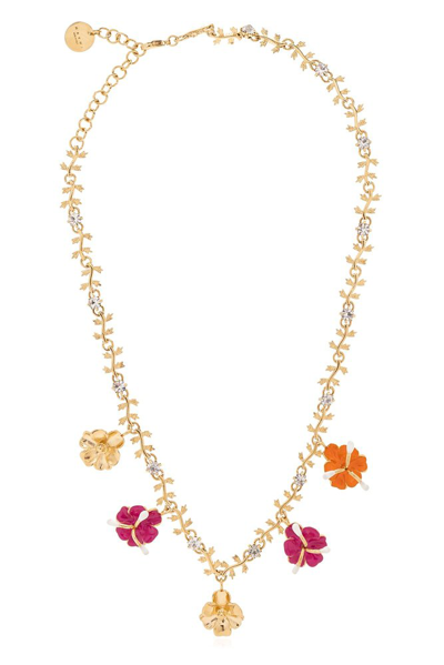 Marni Flower Charm Embellished Chain Necklace In Multi