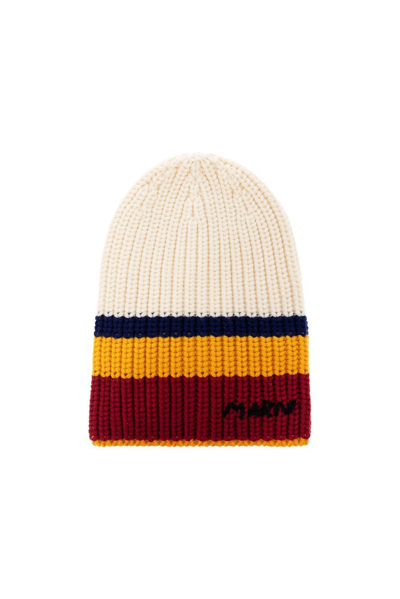 Marni Striped Ribbed-knit Wool Beanie In White