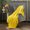 Chic Home Design Liah Throw Blanket Clip Jacquard Flannel Micromink Backing Design In Yellow