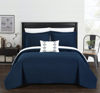 Chic Home Design Shala 4 Piece Quilt Cover Set Interlaced Vine Pattern Quilted Bed In A Bag In Blue