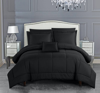 Chic Home Design Jorin 6 Piece Comforter Set Pieced Solid Color Stitched Design Complete Bed In A Ba In Black