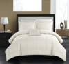Chic Home Design Jorin 6 Piece Comforter Set Pieced Solid Color Stitched Design Complete Bed In A Ba In White
