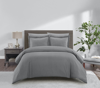 Chic Home Design Mora 3 Piece Duvet Cover Set Contemporary Two Tone Striped Pattern Bedding In Gray