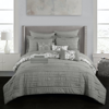 Chic Home Design Zarina 10 Piece Reversible Comforter Bed In A Bag Ruffled Pinch Pleat Motif Pattern In Grey