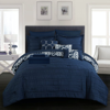 Chic Home Design Zarina 10 Piece Reversible Comforter Bed In A Bag Ruffled Pinch Pleat Motif Pattern In Blue