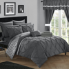 Chic Home Design Potterville 20 Piece Reversible Comforter Complete Bed In A Bag Pinch Pleated Ruffl In Gray