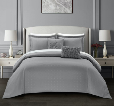 Chic Home Design Chic Ellie 9 Piece Comforter Set Casual Country Chic Pleated Bed In A Bag In Gray