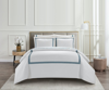 Chic Home Design Lexah 7 Piece Cotton Blend Duvet Cover 1500 Thread Count Set Solid White With Embro In Blue