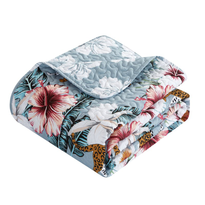 Chic Home Design Orietta 6 Piece Reversible Quilt Set Tropical Floral Leopard Print Bed In A Bag In Multi