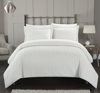 Chic Home Design Jas 3 Piece Comforter Set Embossed Embroidered Quilted Geometric Vine Pattern Beddi In White