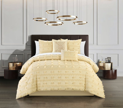 Chic Home Design Atisa 5 Piece Comforter Set Jacquard Floral Applique Design Bedding In Brown