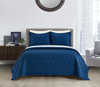 Chic Home Design Erling 3 Piece Quilt Set Contemporary Geometric Diamond Pattern Bedding In Blue
