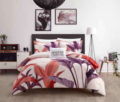 Chic Home Design Jezebel 8 Piece Comforter Set Contemporary Large Scale Floral Print Design Bed In A In Purple