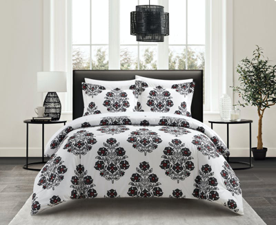 Chic Home Design Yazmin 3 Piece Duvet Cover Set Large Scale Floral Medallion Print Design Bedding Wi In Grey