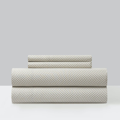 Chic Home Design Denae 4 Piece Sheet Set Super Soft Graphic Herringbone Print Design In White