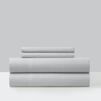Chic Home Design Denae 4 Piece Sheet Set Super Soft Graphic Herringbone Print Design In Gray