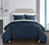 Chic Home Design Aurora 7 Piece Comforter Set Contemporary Striped Ruched Ruffled Design Bed In A Ba In Blue