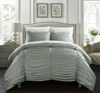 Chic Home Design Aurora 3 Piece Comforter Set Contemporary Striped Ruched Ruffled Design Bedding In Grey