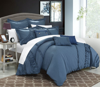 Chic Home Design Lunar 12 Piece Faux Linen Queen Bed In A Bag Comforter Set In Blue
