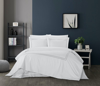Chic Home Design Alford 3 Piece Organic Cotton Duvet Cover Set Solid White With Dual Stripe Embroide In Gray