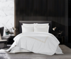 Chic Home Design Alford 3 Piece Organic Cotton Duvet Cover Set Solid White With Dual Stripe Embroide