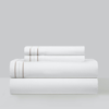 Chic Home Design Freia 4 Piece Organic Cotton Sheet Set Solid White With Dual Stripe Embroidery Zipp