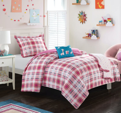 Chic Home Design Cady 4 Piece Comforter Set Stitched Patchwork Plaid Animal Theme Youth Design Beddi In Pink
