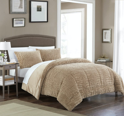 Chic Home Design Alligator 7 Piece Comforter Set Faux Fur Micro Mink Alligator Skin Bed In A Bag Bed In Brown