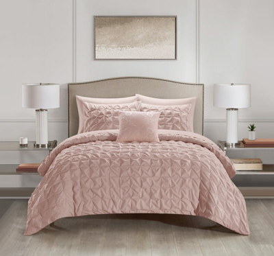 Chic Home Design Mercer 6 Piece Comforter Set Pinch Pleat Box Design Bed In A Bag Bedding In Pink