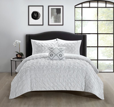 Chic Home Design Mercer 8 Piece Comforter Set Pinch Pleat Box Design Bed In A Bag Bedding In White