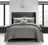 Chic Home Design Mercer 8 Piece Comforter Set Pinch Pleat Box Design Bed In A Bag Bedding In Grey