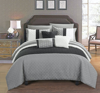 Chic Home Design Arza 8 Piece Comforter Set Color Block Quilted Embroidered Design Bed In A Bag Bedd In Grey