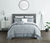 Chic Home Design Kaci 7 Piece Comforter Set Washed Crinkle Ruffled Flange Border Design Bed In A Bag In Grey