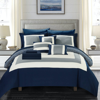Chic Home Design Heldin 10 Piece Comforter Set Reversible Hotel Collection Color Block Geometric Pat In Blue